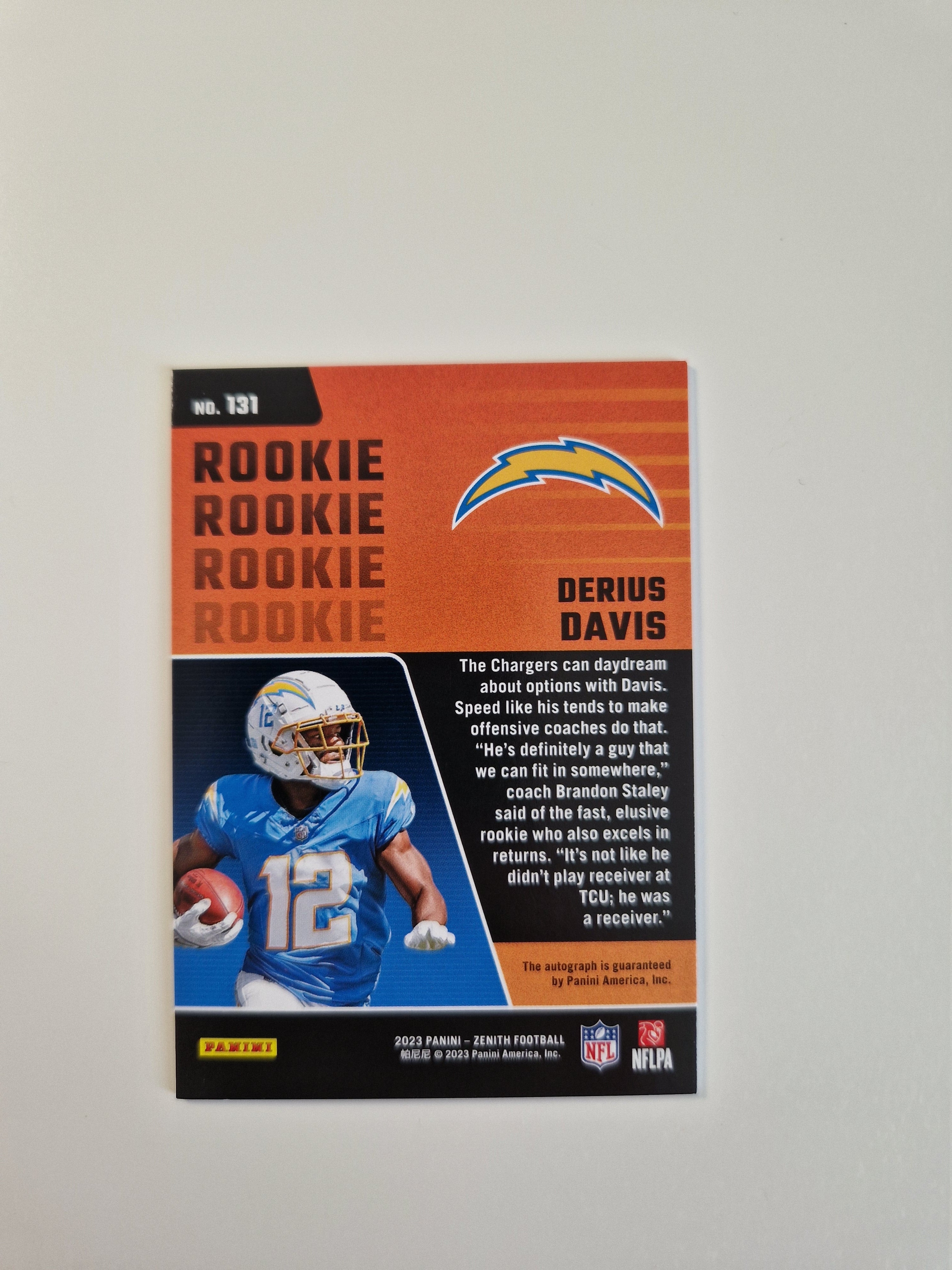 Derius Davis Panini Zenith Football 2023 Autograph 24/25