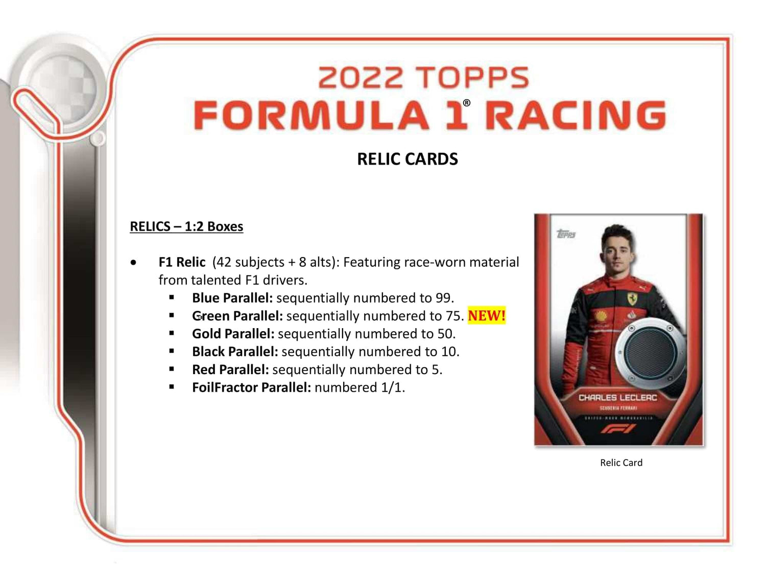 Topps F1 Formula 1 Racing Hobby Box 2022 Relic Cards
