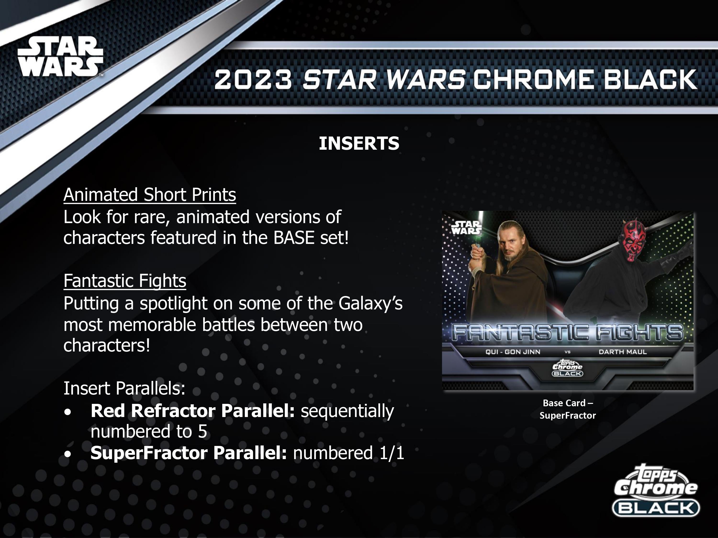 Topps Star Wars Chrome Black Hobby Box 2023 Fantastic Fights