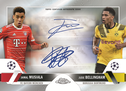 Topps Chrome UEFA Club Competitions Hobby Booster Pack 2022/2023 Musiala Bellingham Dual Auto