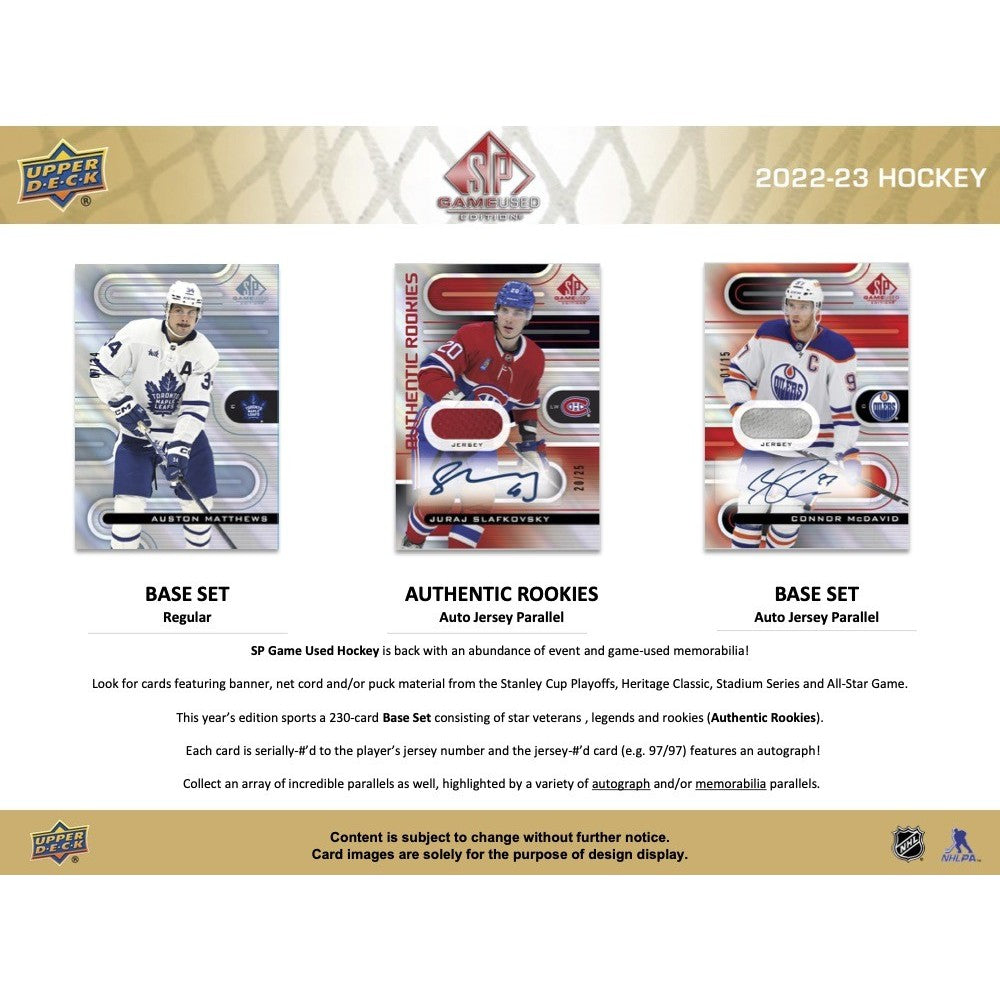 Upper Deck SP Game Used NHL Hockey Hobby Box 2022/2023 Base Cards