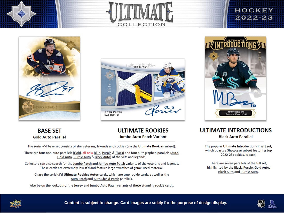 Upper Deck Ultimate Collection Hockey Hobby Box 2022/2023 Content