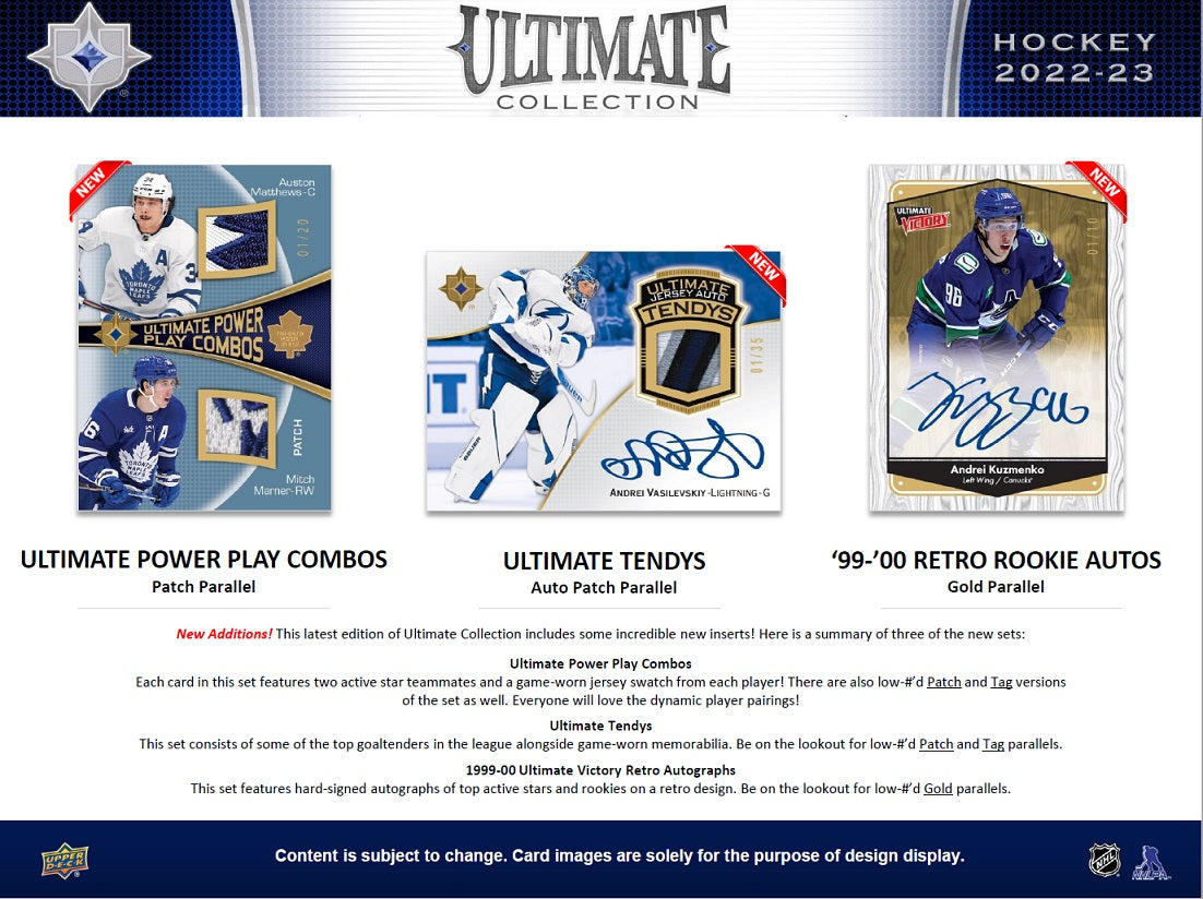 Upper Deck Ultimate Collection Hockey Hobby Box 2022/2023 Content
