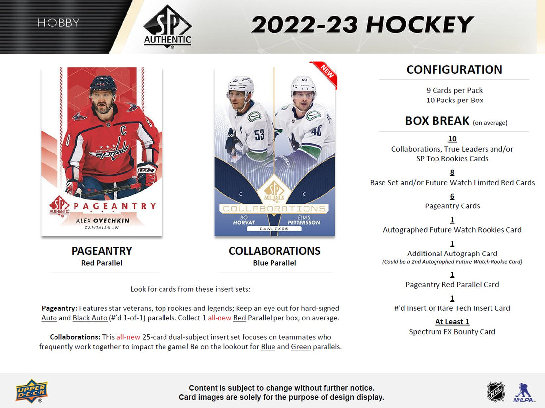 Upper Deck SP Authentic NHL Hobby Box 2022/2023 Collaborations