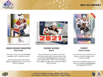 Upper Deck SP Game Used NHL Hockey Hobby Box 2021/2022 Purity