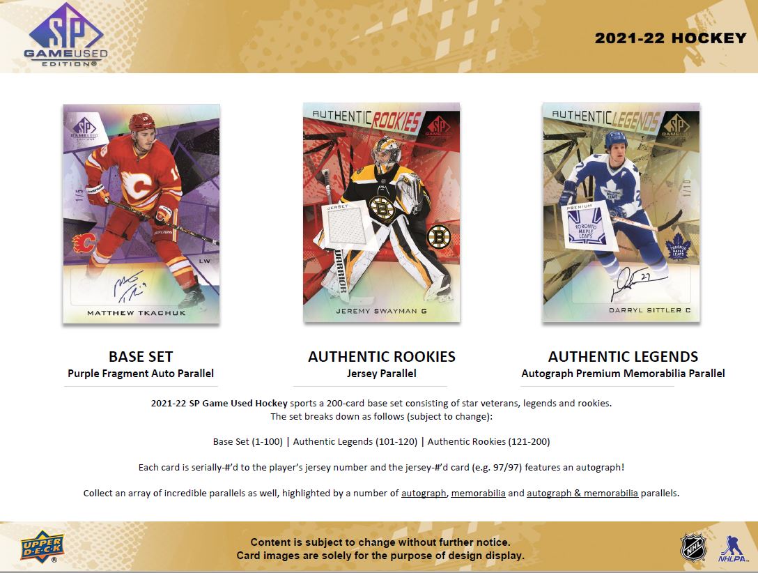 Upper Deck SP Game Used NHL Hockey Hobby Box 2021/2022 Authentic Rookies and Legends