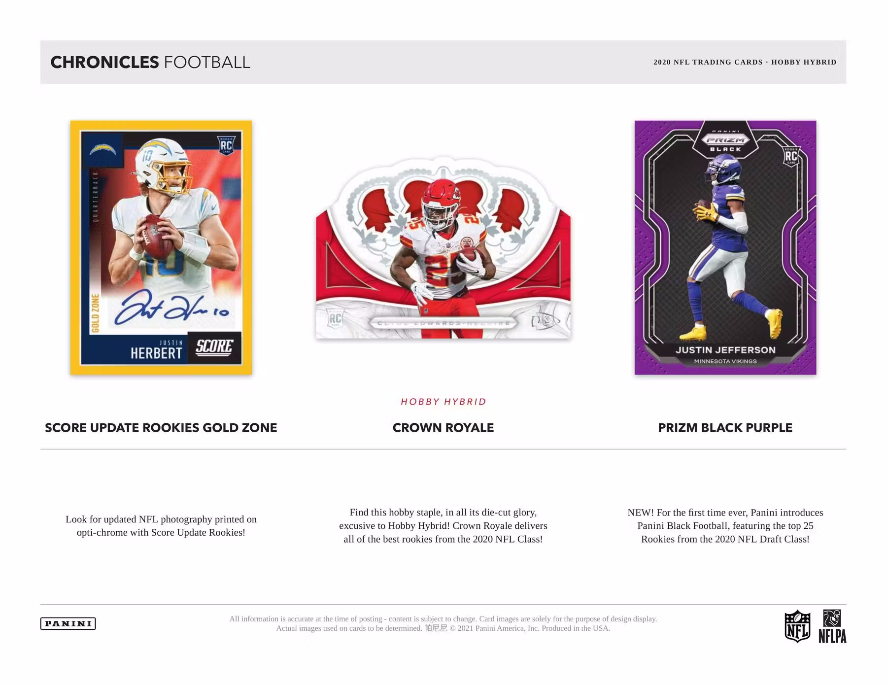 Panini Chronicles Football NFL Hobby Hybrid H2 Box 2020