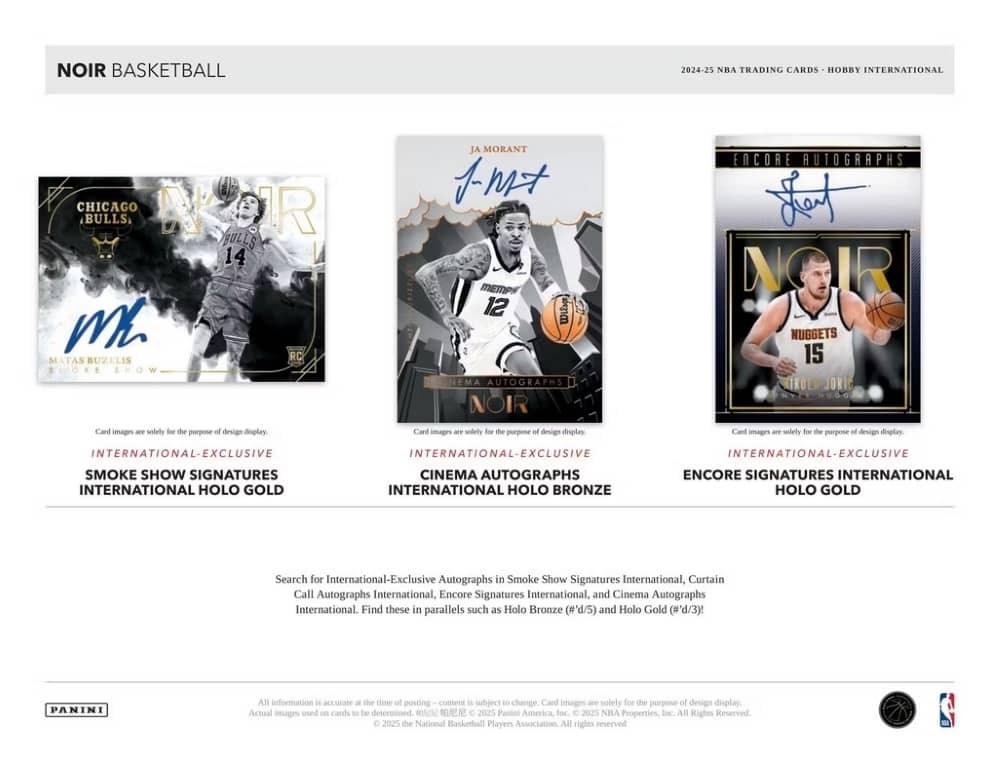 Panini Noir Basketball NBA Hobby International Box 2024/2025