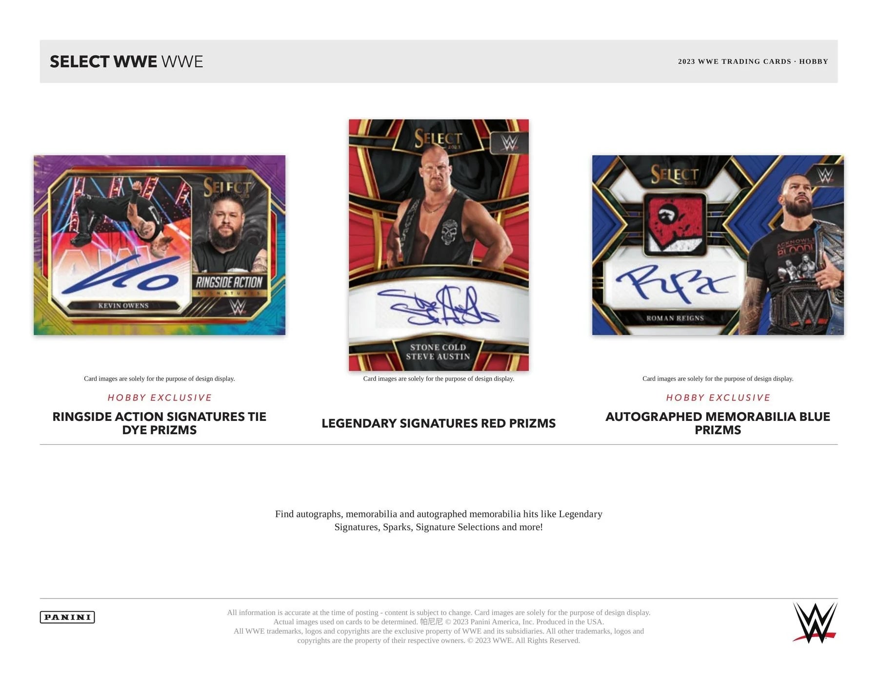 Panini Select WWE Wrestling Hobby Box 2023 Autographed WWE Trading Cards