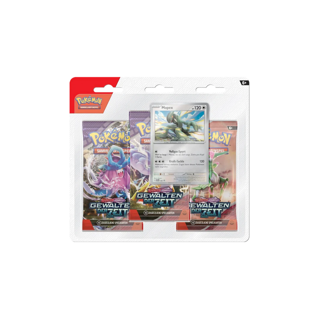 Pokémon Karmesin &amp; Purpur SV05 Gewalten der Zeit 3-Pack Blister Mopex (DE)