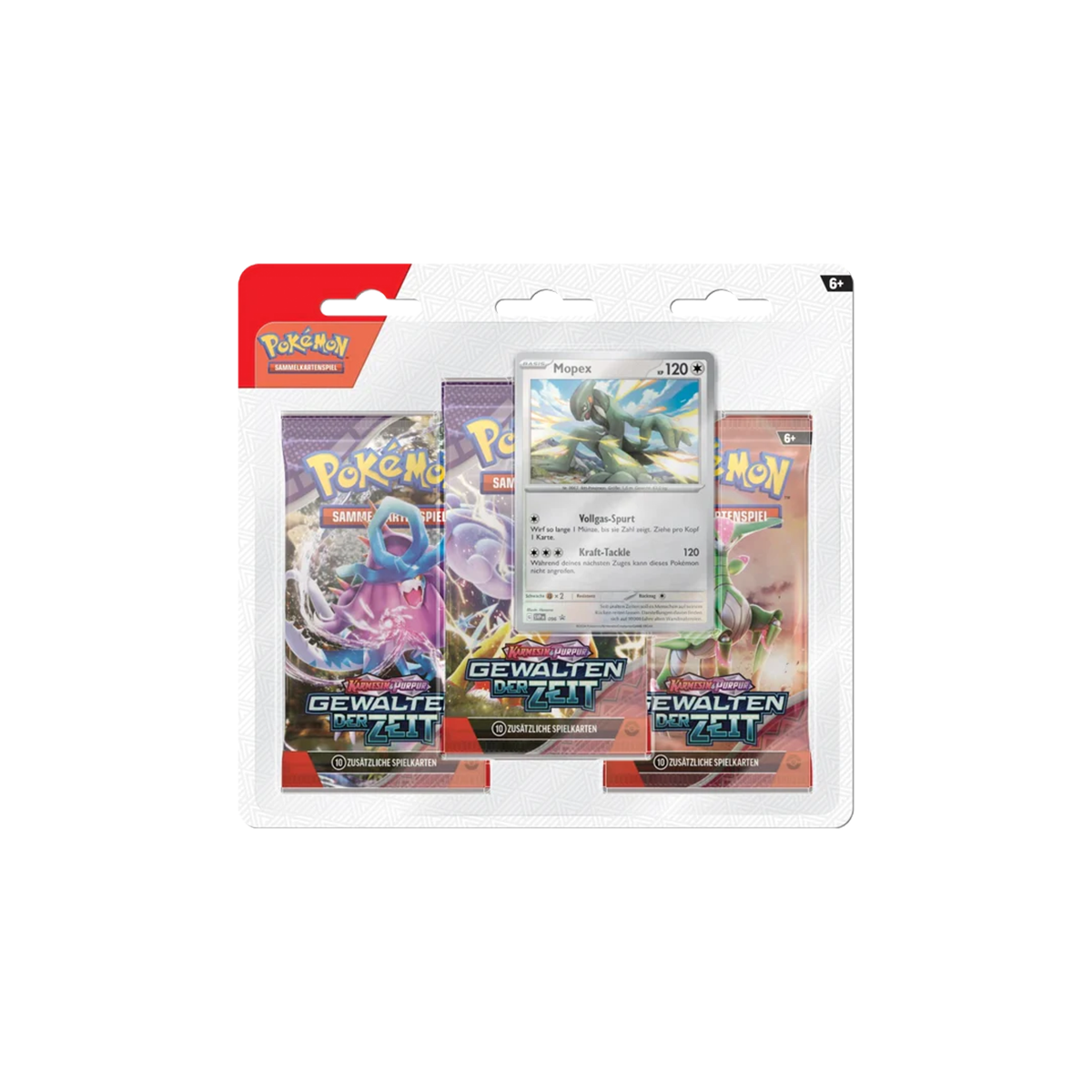 Pokémon Karmesin &amp; Purpur SV05 Gewalten der Zeit 3-Pack Blister Mopex (DE)