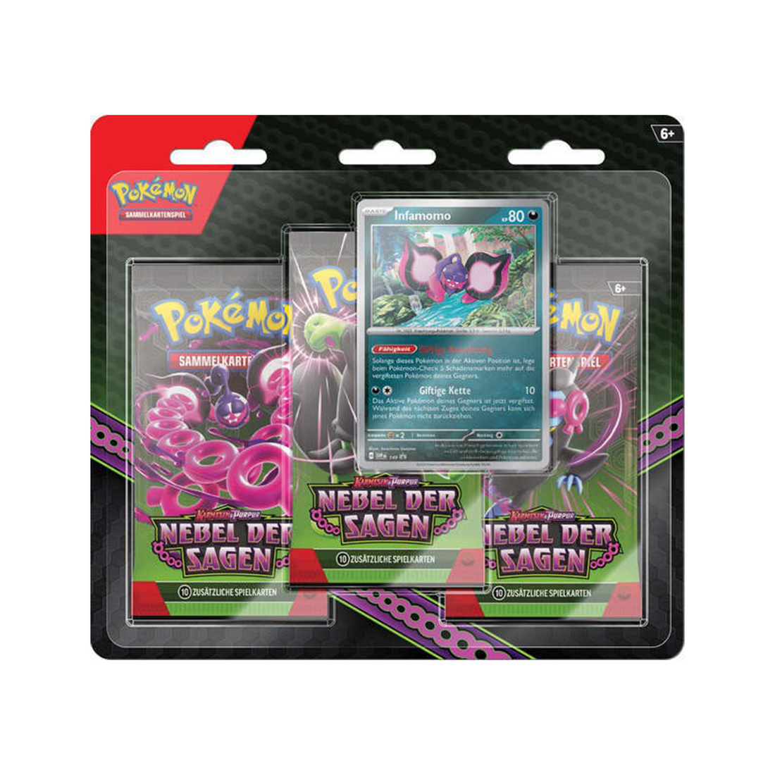 Pokémon Karmesin & Purpur KP06.5 Nebel der Sagen 3-Pack Blister Infamomo (DE)