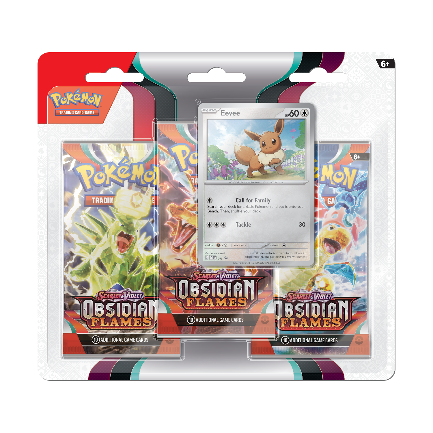 Pokémon Scarlet & Violet SV03 Obsidian Flames 3-Pack Blister Eevee/Houndstone (EN)