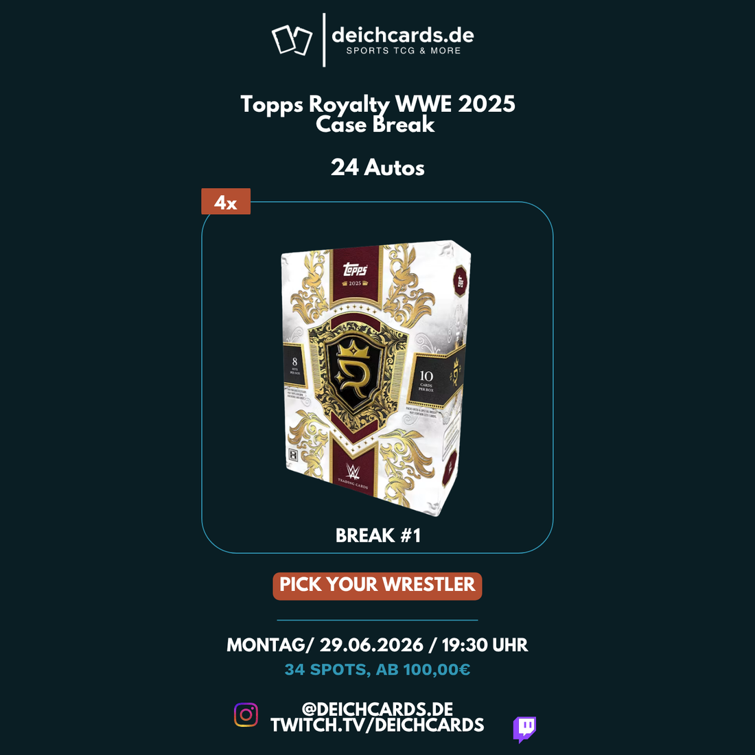 29.06.26 - Topps Royalty WWE Hobby Box 2025 (Case Break) - Pick your Wrestler - Break