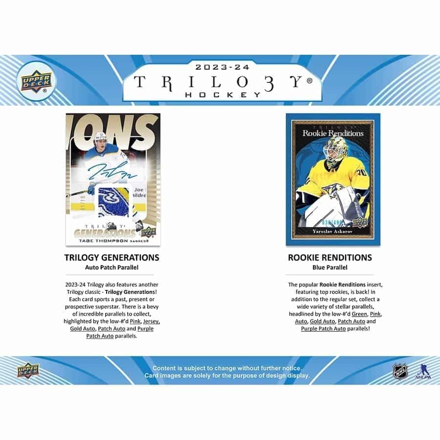 Upper Deck Trilogy Hockey NHL Hobby Box 2023/2024