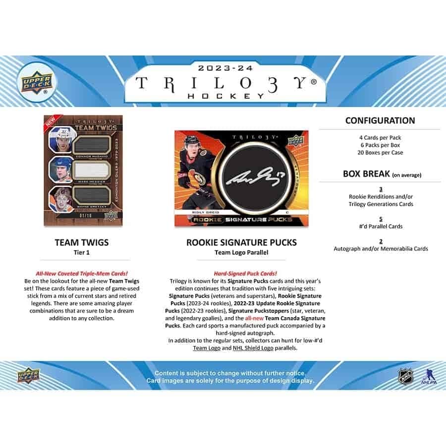 Upper Deck Trilogy Hockey NHL Hobby Box 2023/2024
