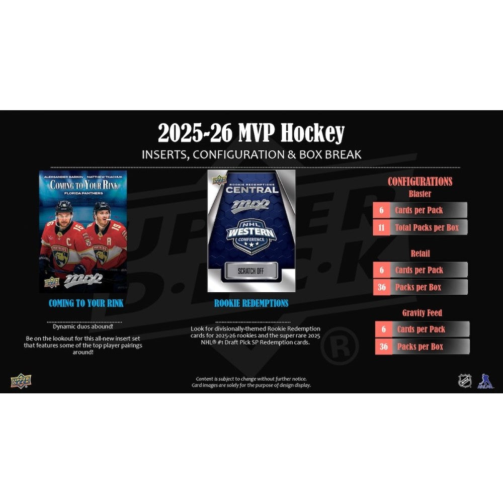 Upper Deck MVP Hockey NHL Blaster Box 2025/2026