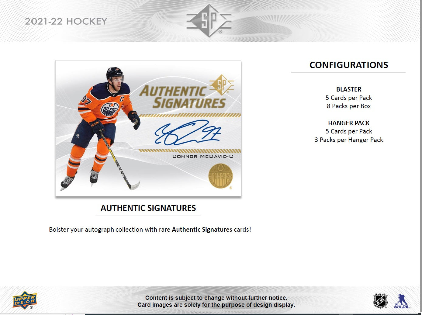 Upper Deck SP NHL Hockey Blaster Box 2021/2022 Inhalt 3