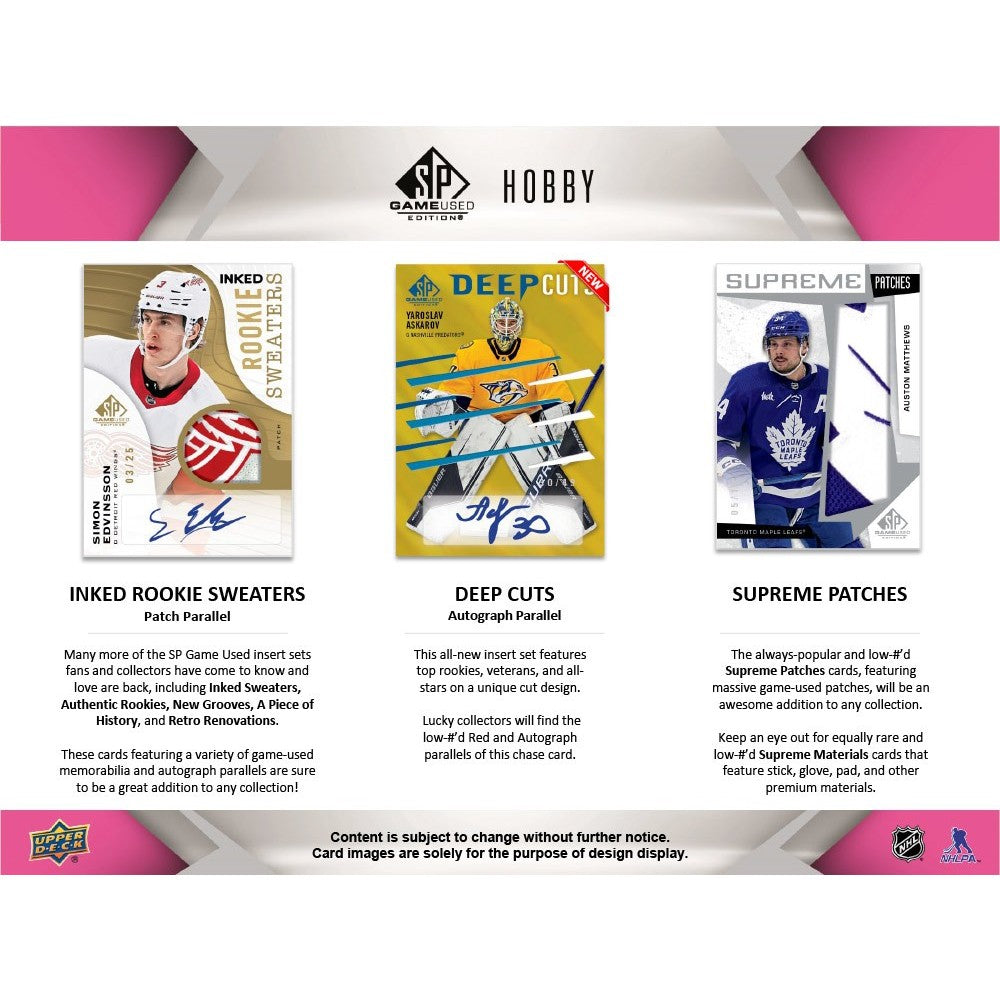 Upper Deck SP Game Used NHL Hockey Hobby Box 2023/2024