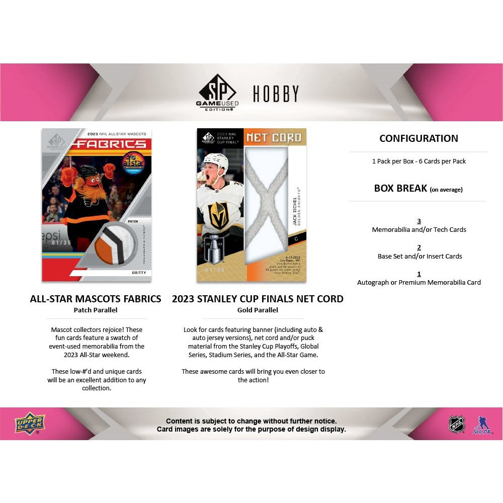 Upper Deck SP Game Used NHL Hockey Hobby Box 2023/2024