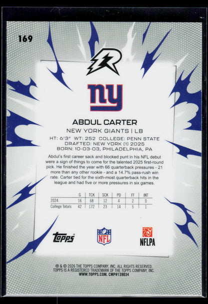 Abdul Carter Topps Resurgence 2025 White Surge [RC] 030/125 (EN)