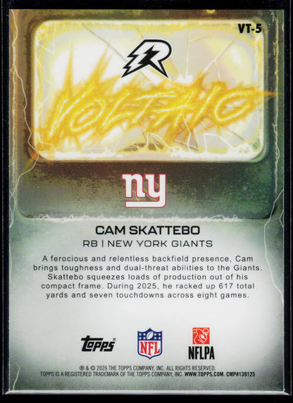 Cam Skattebo Topps Resurgence 2025 Voltaic Yellow Surge [RC] 066/225 (EN)