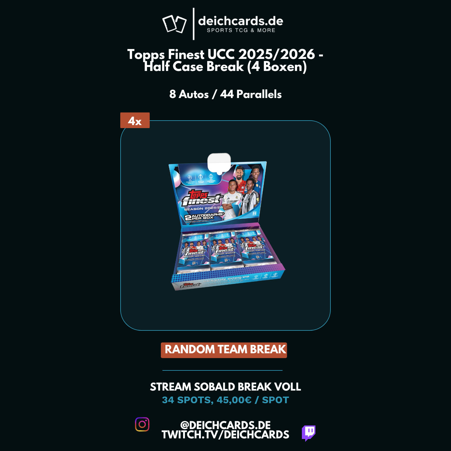 Topps Finest UCC Hobby Box 2025/2026 (Half-Case Break) - Random Teams/Players - Break 