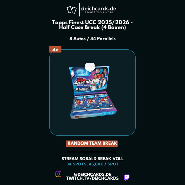 Topps Finest UCC Hobby Box 2025/2026 (Half-Case Break) - Random Teams/Players - Break #4