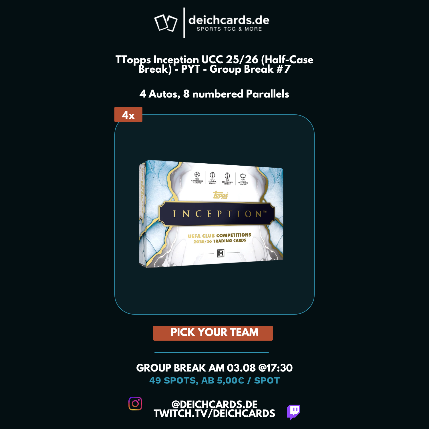 Topps Inception UCC 25/26 (Half-Case Break) - PYT - Group Break 