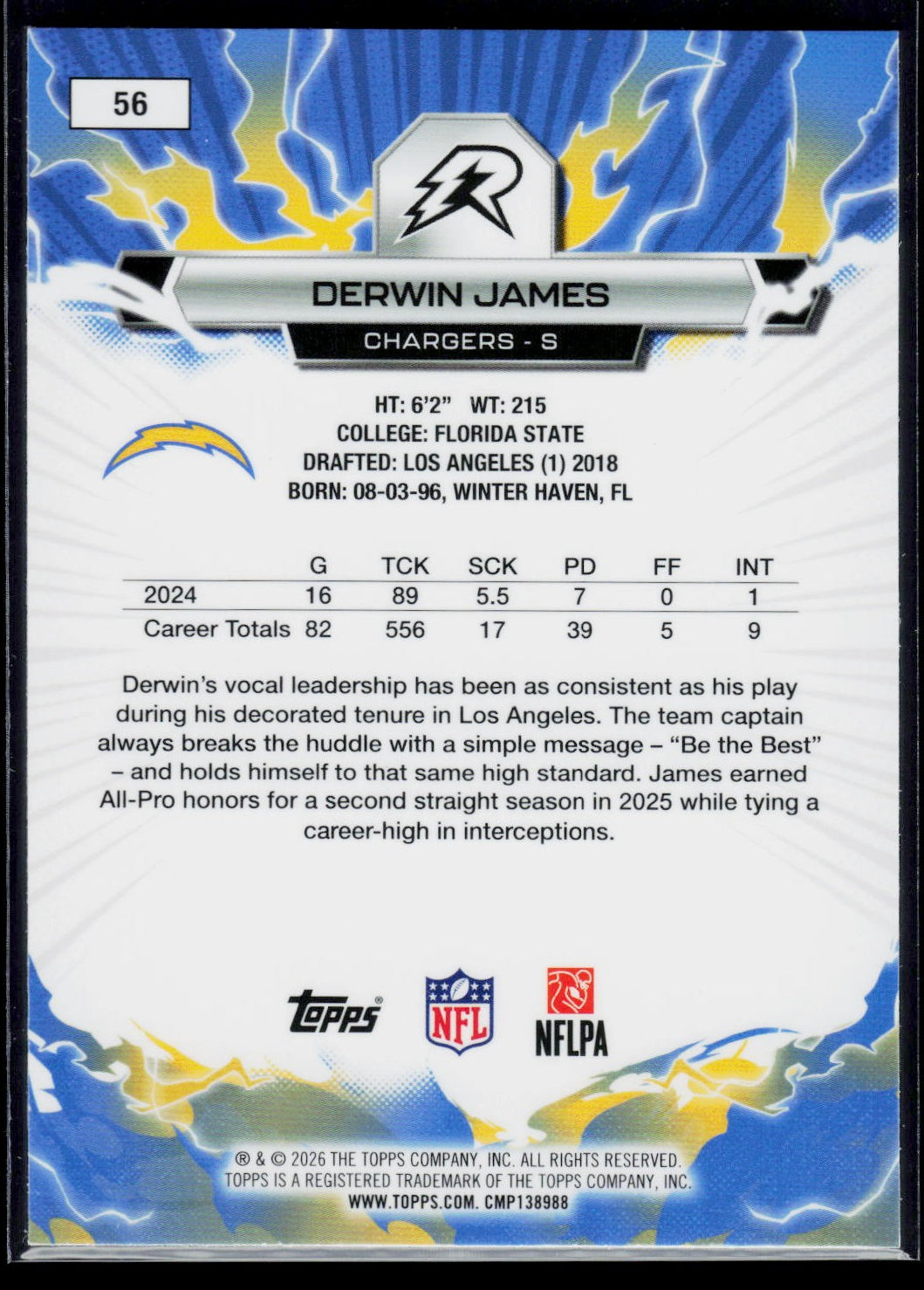 Derwin James Topps Resurgence 2025 Black &amp; White Surge 010/399 (EN)