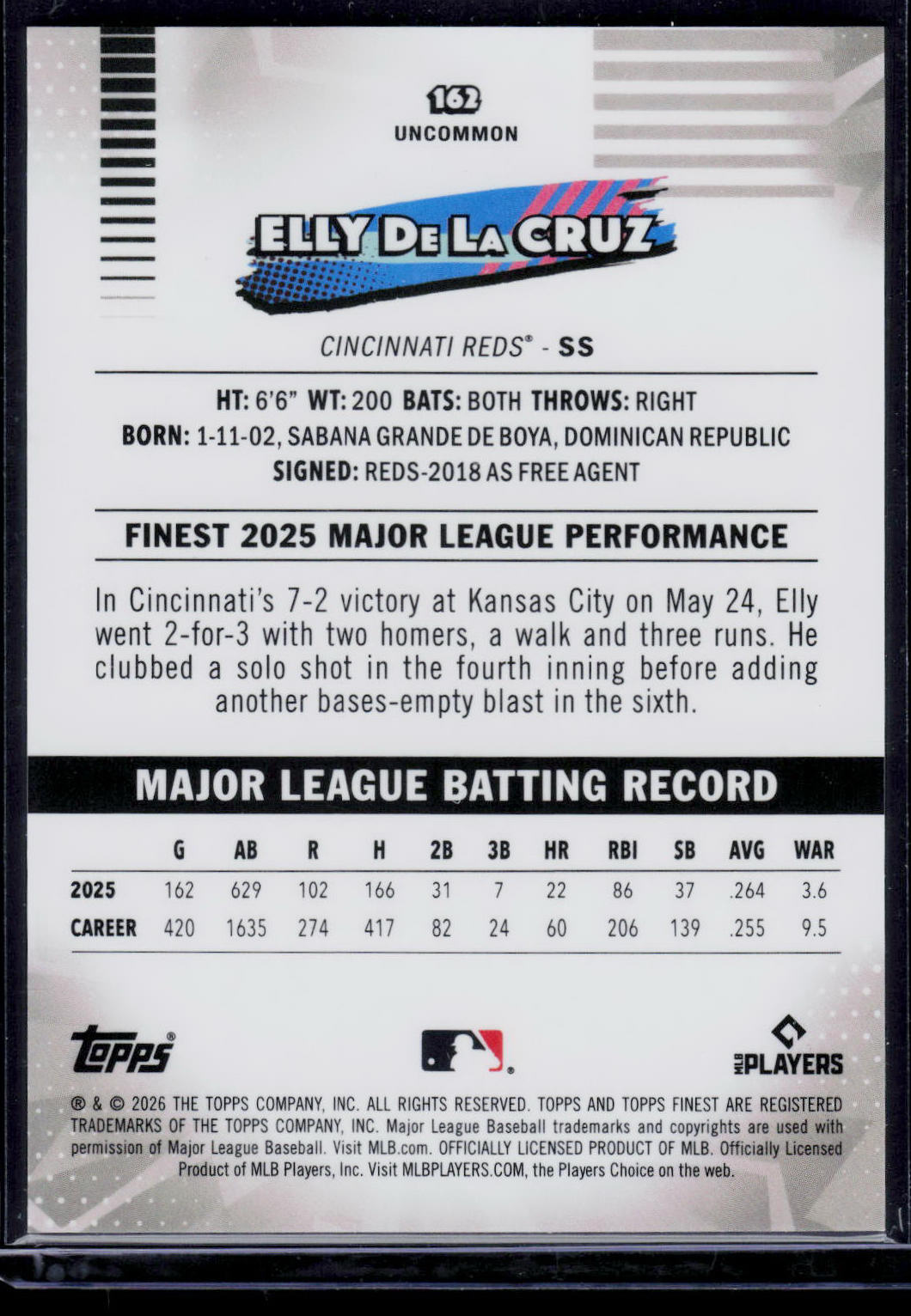 Elly De La Cruz Topps Finest 2026 Green X-Fractor 70/99 (EN)