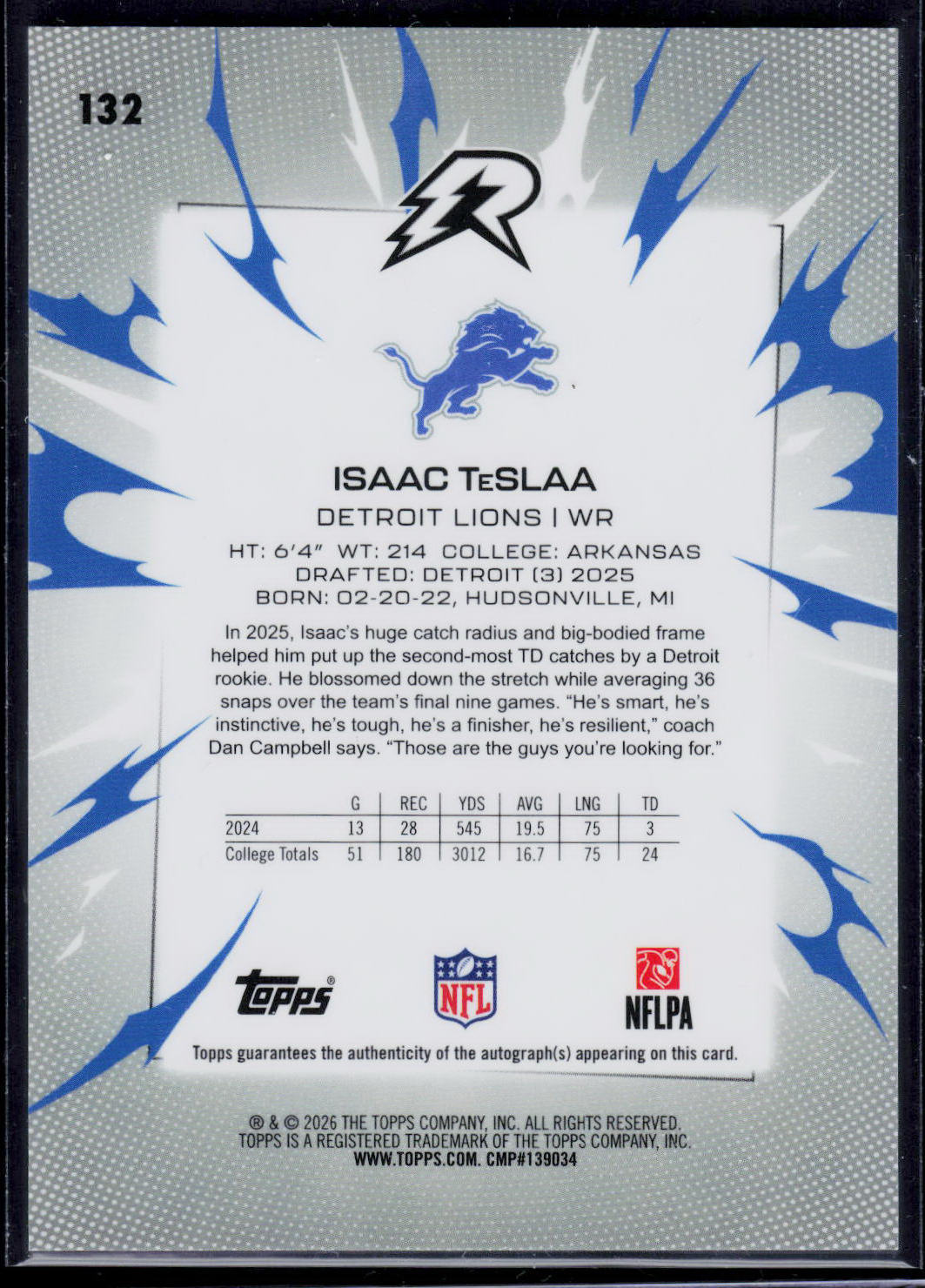 Isaac TeSlaa Topps Resurgence 2025 Black &amp; White [RC/Auto] 212/375 (EN)