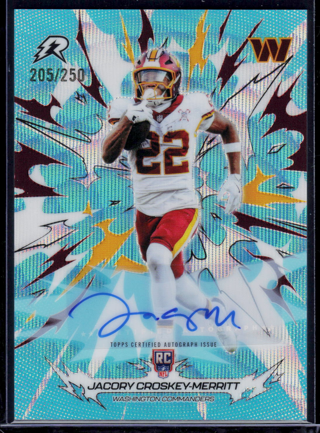 Jacory Croskey-Merritt Topps Resurgence 2025 Aqua Surge [RC/Auto] 205/250 (EN)