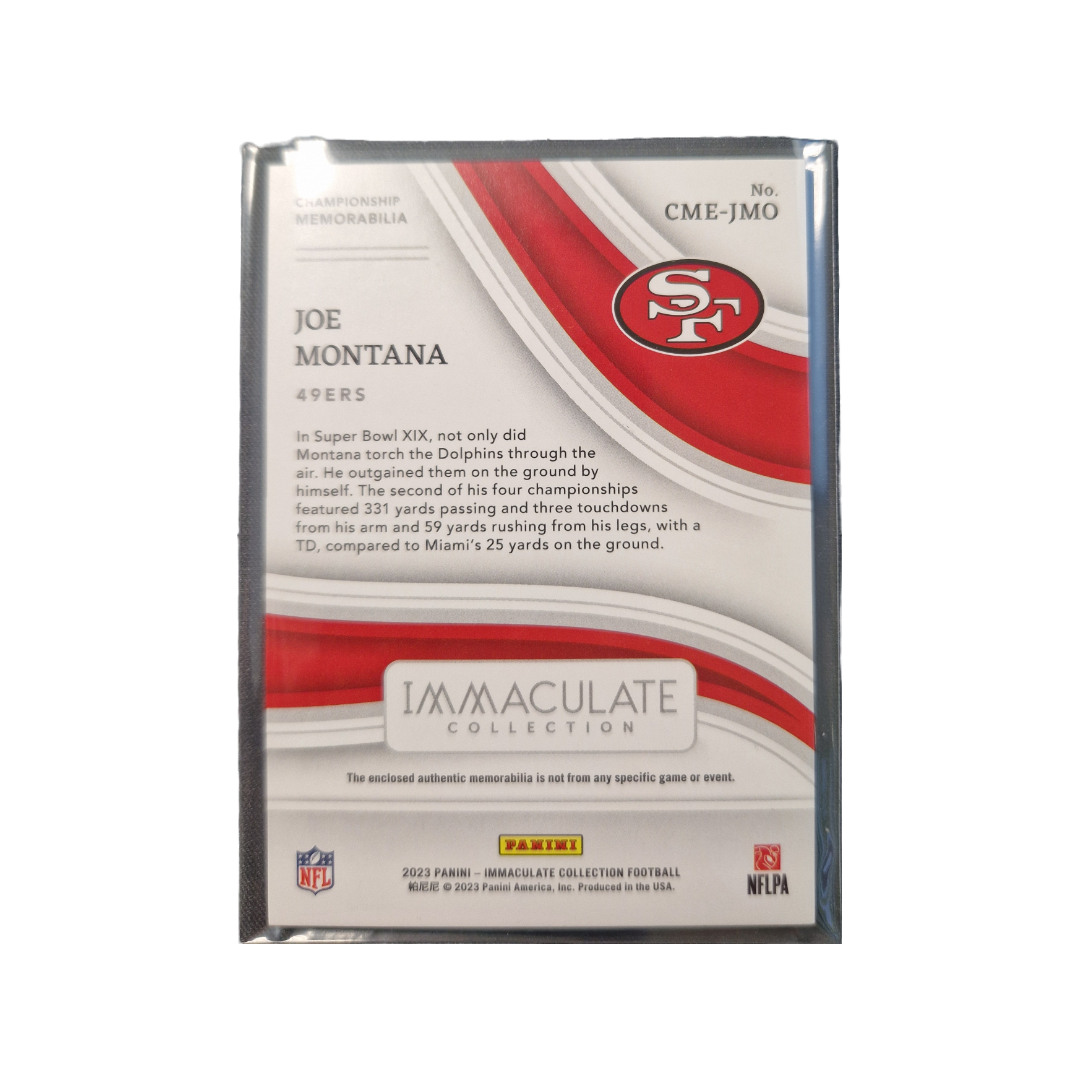 Joe Montana Panini Immaculate Championship Memorabilia 68/99