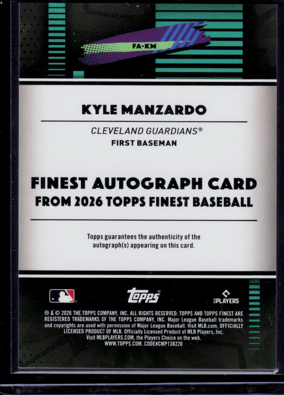 Kyle Manzardo Topps Finest 2026 Base Autograph [Auto] (EN)
