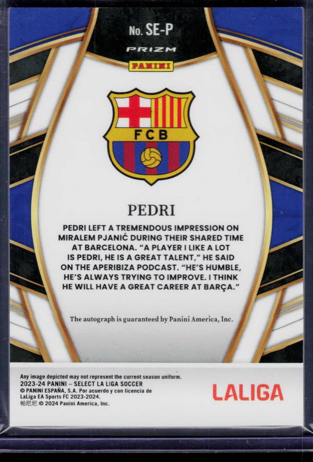 Pedri Panini Select La Liga 23/24 [Auto] (EN) (nach §25 UStG differenzbesteuert)