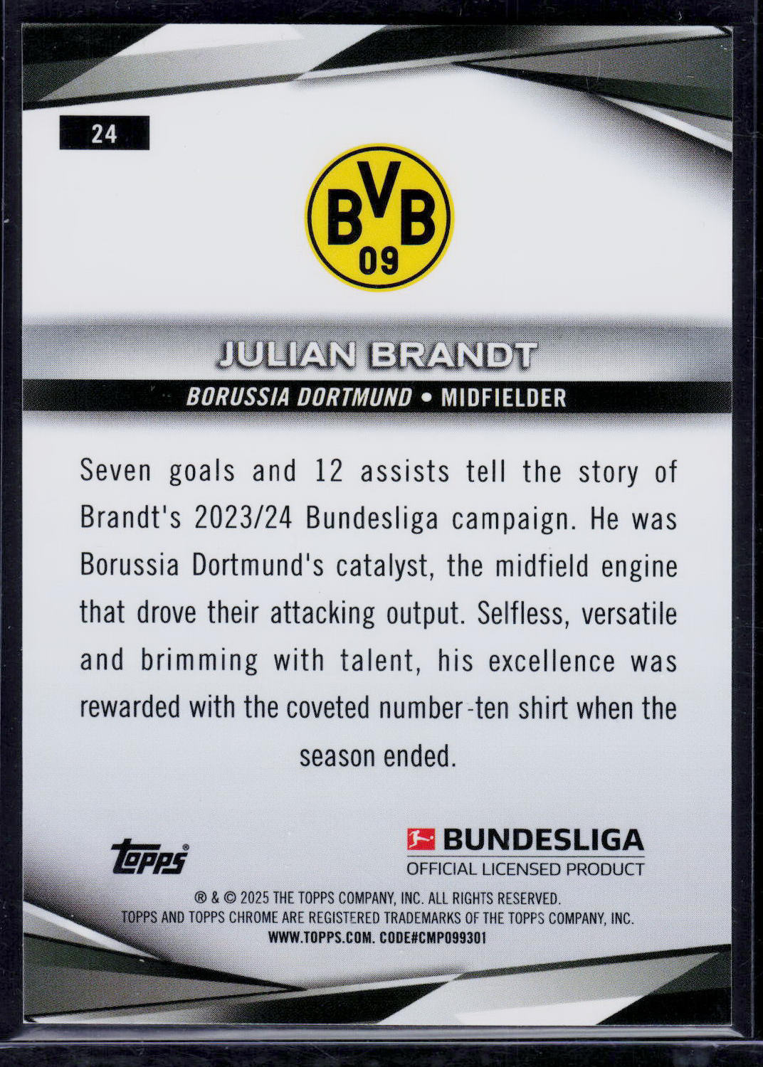 Julian Brandt topps Chrome 2025-26 Red 1/5 (EN) (nach §25 UStG differenzbesteuert)