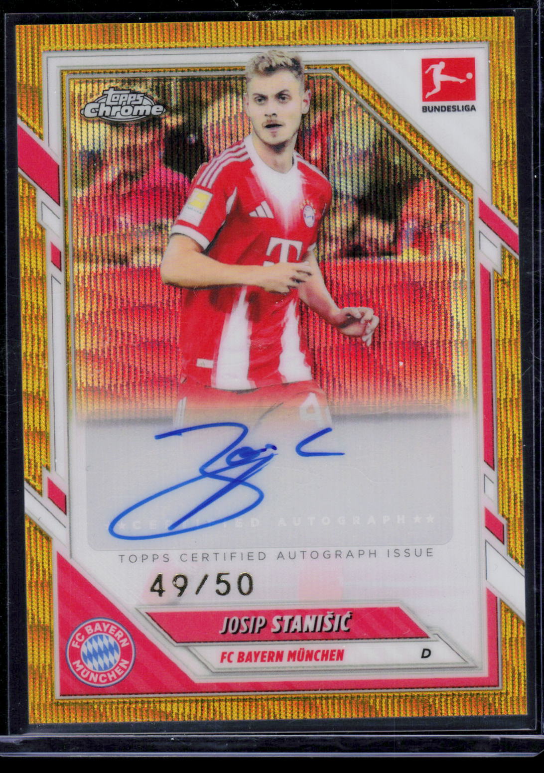 Josip Stanisic Topps Chrome Bundesliga 2025/2026 Gold [Auto] 49/50 (EN) (nach §25 UStG differenzbesteuert)