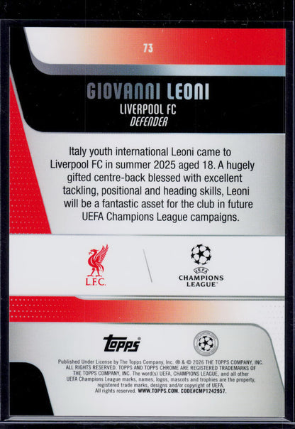 Giovanni Leoni Topps Chrome UCC 2025/2026 Gold Lava [RC] 49/50 (EN) (nach §25 UStG differenzbesteuert)