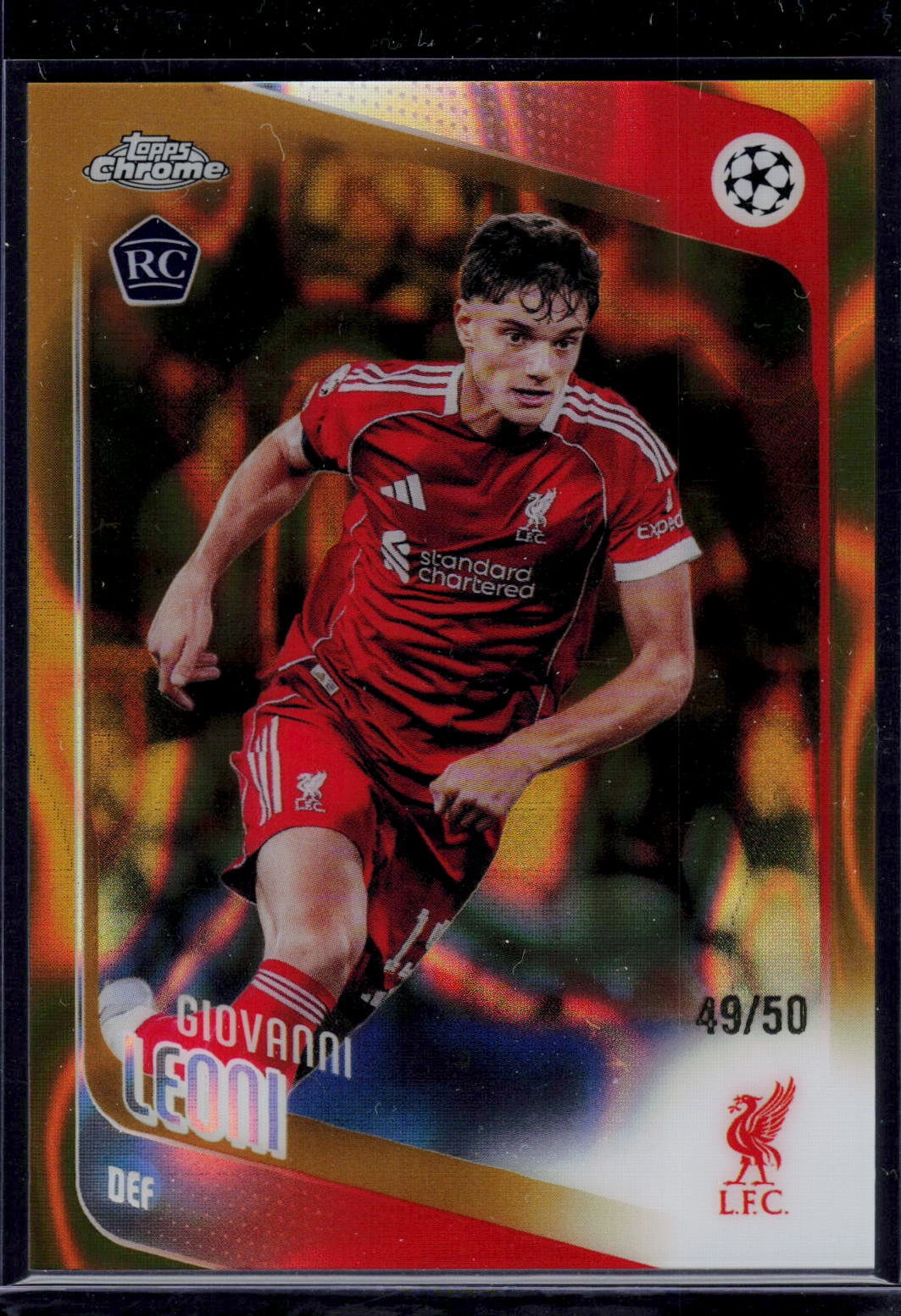 Giovanni Leoni Topps Chrome UCC 2025/2026 Gold Lava [RC] 49/50 (EN) (nach §25 UStG differenzbesteuert)