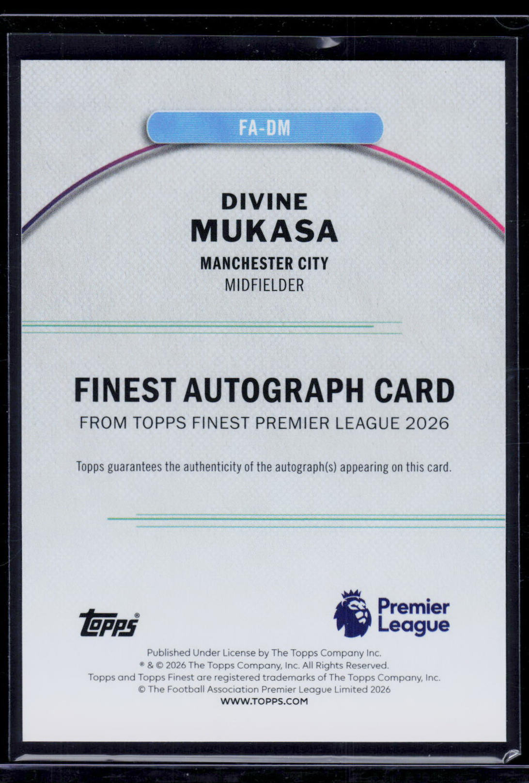 Divine Mukasa Topps EPL Finest 2025-26 [RC/Auto] (EN) (nach §25 UStG differenzbesteuert)