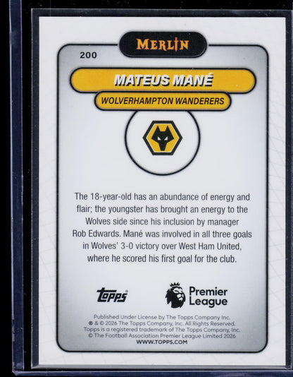 Mateus Mane Topps Merlin 2025-26 Red [RC] 4/5 (EN) (nach §25 UStG differenzbesteuert)
