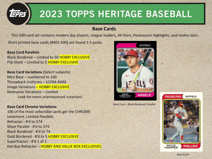 Topps Heritage Baseball Hobby Box 2023