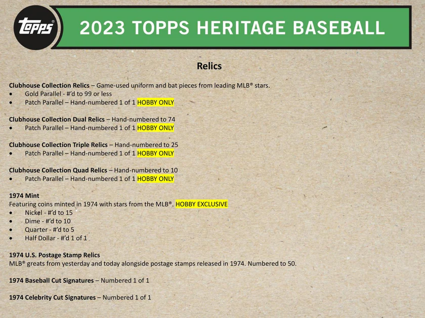 Topps Heritage Baseball Hobby Box 2023