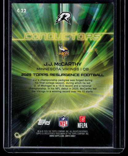 JJ McCarthy Topps Resurgence 2025 Navy Surge 162/275 (EN)