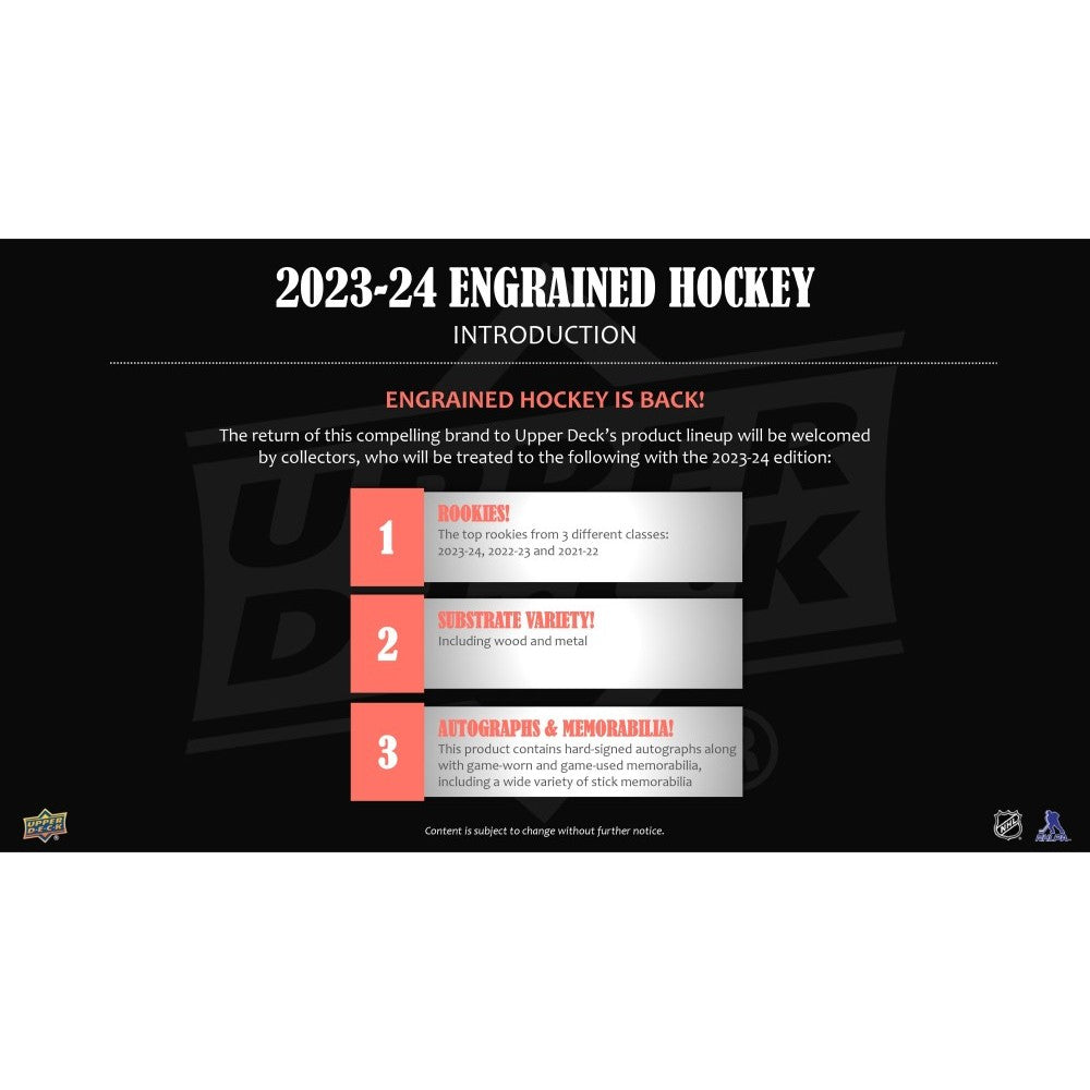 Upper Deck Engrained Hockey NHL Hobby Box 2023/2024